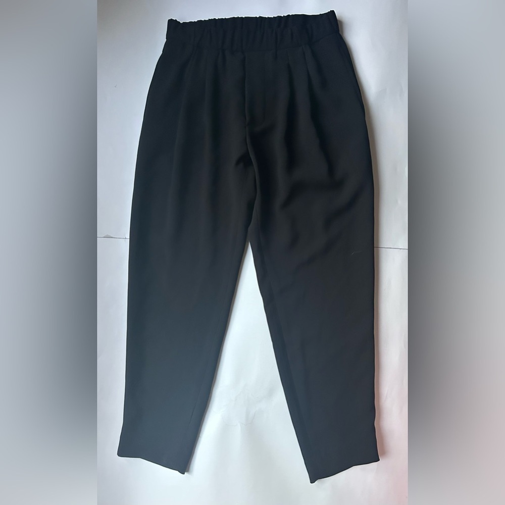 Nili Lotan Cropped Slouchy Acetate Blend Pant Black Trousers Womens Size xs - Picture 7 of 9